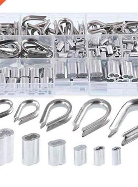 250Pcs Wire Rope Cable Thimbles Combo and Aluminum Crimping
