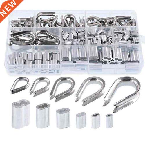 250Pcs Wire Rope Cable Thimbles Combo and Aluminum Crimping
