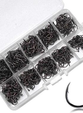 100pcs Fishing Hooks Set Carbon Steel Single Circle Fishhook