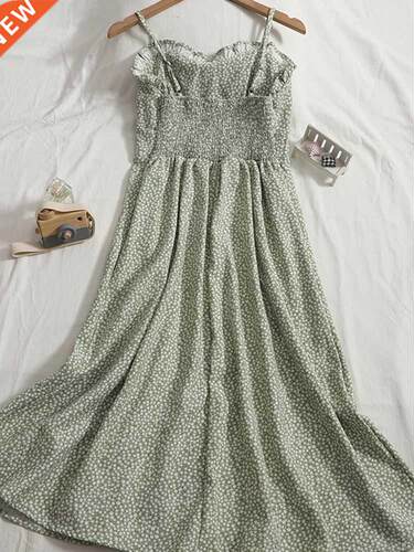 Yitimoky Printing Camis Dress Women Ruffle Baless Summer 2