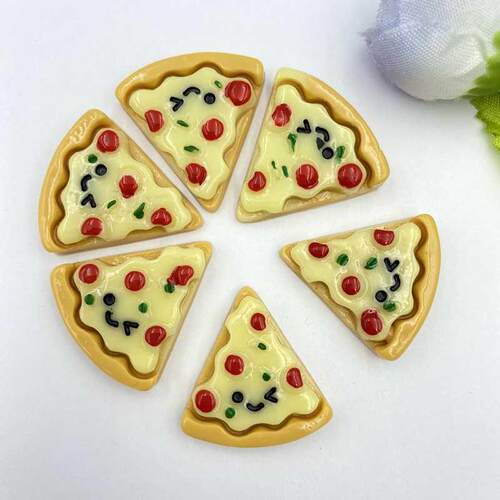 10pcs Hand-painted resin imitation Mini Pizza Flat back Min