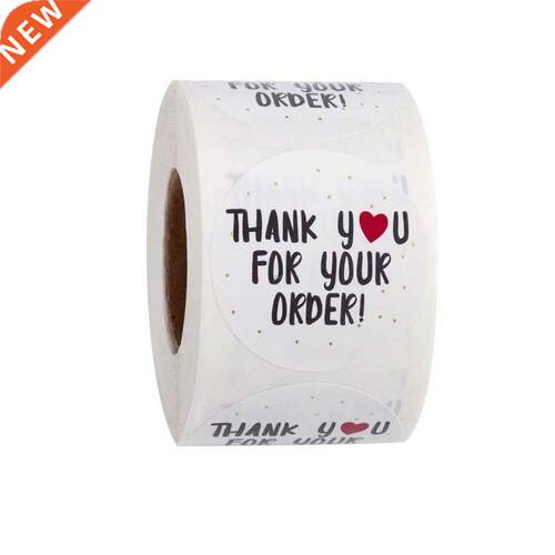 500pcs/roll Round Thank You for Your Order Heart Sticker Han