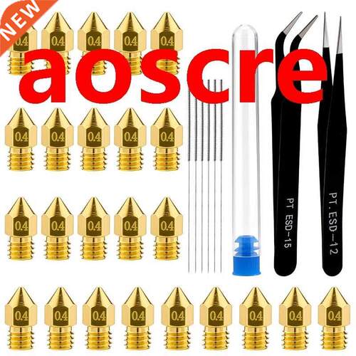 24Pcs 0.4Mm 3D Printer Nozzles Extruder Nozzles for MK8 with