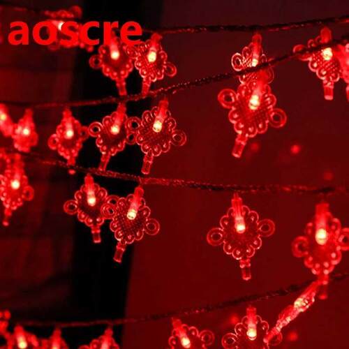 Red Lantern Chinese Knot LED String Lights Chinese New Year