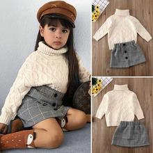 Toddler Baby Girls Winter Clothes Knitted Sweater Tops+Skirt