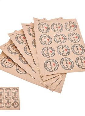 5Sheets/60pcs Love Thank You Self-adhesive Stickers Kraft La