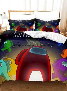 Cartoon A mong Us Game Duvet Cover Set With Pillowcases Bedd