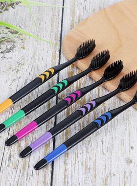 5PCS Soft-Bristle Toothbrush Bamboo Charcoal Antibacterial O