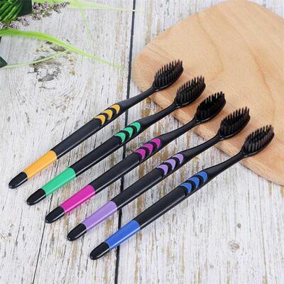 5PCS Soft-Bristle Toothbrush Bamboo Charcoal Antibacterial O