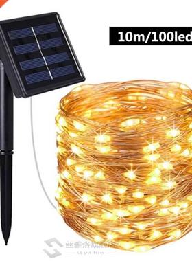 60/100 LED Solar String Light Fairy Garland Copper Wire Ligh