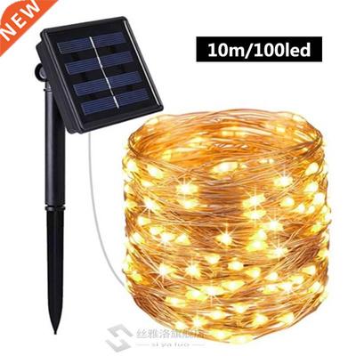 60/100 LED Solar String Light Fairy Garland Copper Wire Ligh