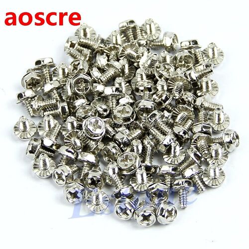 100pcs Toothed Hex 6/32 Computer PC Case Hard Drive Motherbo