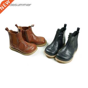 Genuine Leather Retro Girls Boots Fashion Children Chelsea B