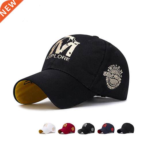 Men Casual sport fashion sun Hats Women cotton wolf embroide