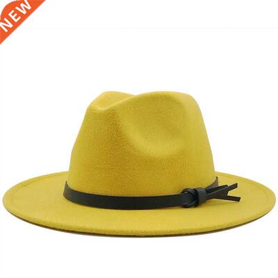 New Women Men Wool Fedora Hat With Leather Ribbon Gentleman