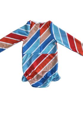 Baby Summer Clothes Long Sleeve Grl Strpe Swmmng Sut K