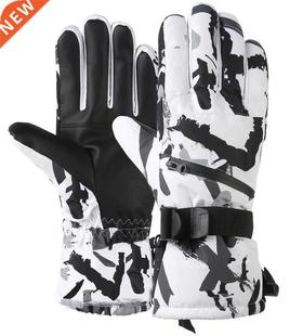 Winter Snowboard Ski Gloves PU Leather Non-slip Touch Screen