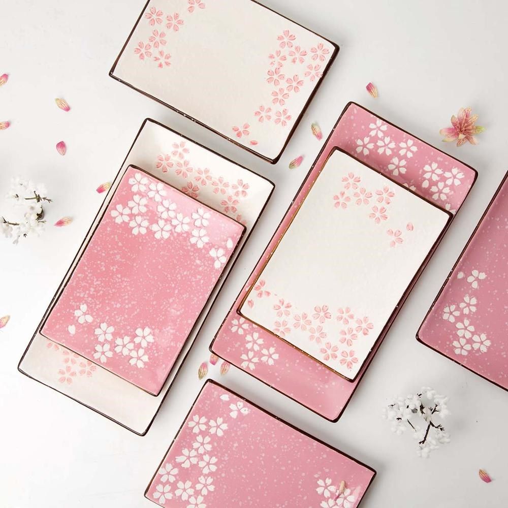 Sakura Pattern Dinner Plates Dishes Ceramic Plate Salver