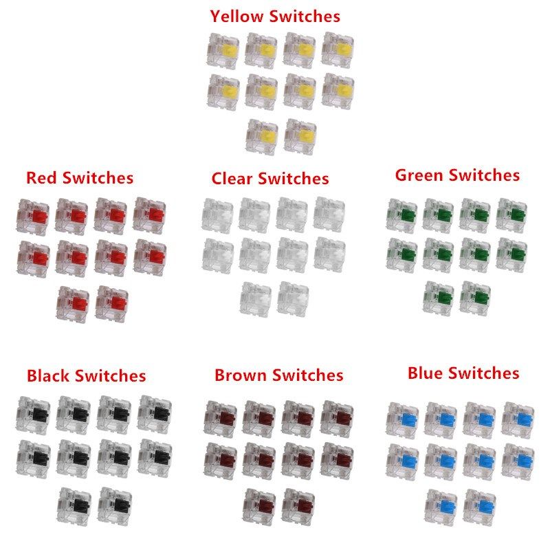 10Pcs/pack Gateron SMD Blue/Yellow Switches Mechanical Keyb