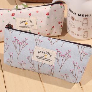 Cute Kawaii Floral Flower Canvas Zipper Pencil Cases Lovely