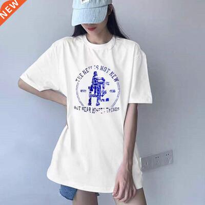 ADER retro overlapping letters short sleeve heavy industry f