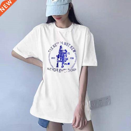 ADER retro overlapping letters short sleeve heavy industry f