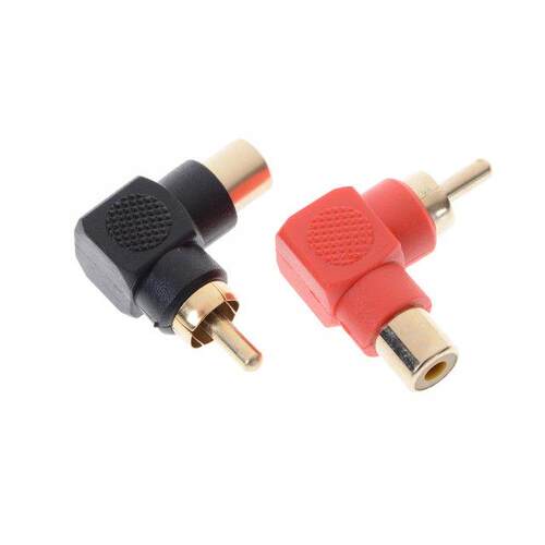 1 PCS Red/Black 90Degree RCA Right Angle Male to Female Phon
