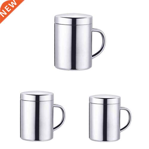 Kitchen Stainless Steel Coffee Mug Easy Grip With Lid Bar Do