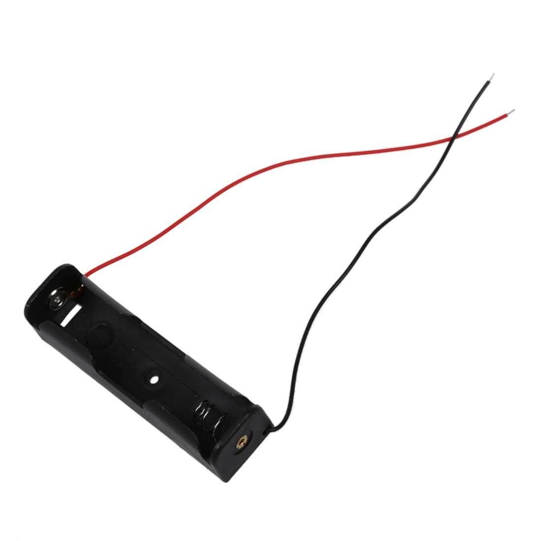 Storage Case Box Holder for 1 x 18650 with 6 Wire Lead Blac