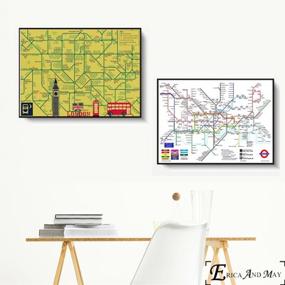 New York London Subway Map Vintage Wall Art Canvas Painting
