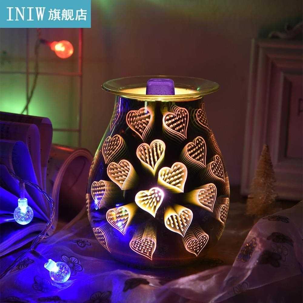 D Heart-Shaped Glass Aromatherapy Lamp Electric Aroma Lamp