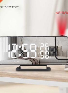 Digital Projector Mirror Alarm Clock with USB Charger LED Di