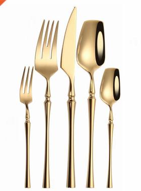 Matte Cutlery Set Gold Forks Spoons Knives Cutlery Set Stain