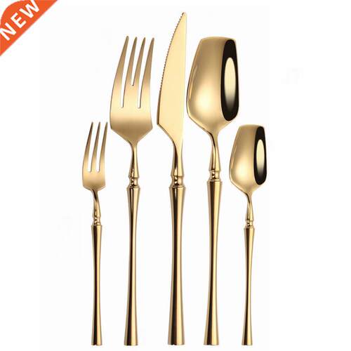 Matte Cutlery Set Gold Forks Spoons Knives Cutlery Set Stain