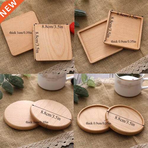 Durable Wood Coasters Placemats Decor Square Round Heat Resi