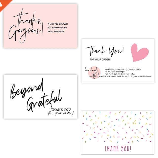 30Pcs Pink Simple Design Thank You Cards Package Decoration