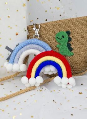 Weaving Rainbow Ornament Keychain Hair Ball Wall Hanging Pen