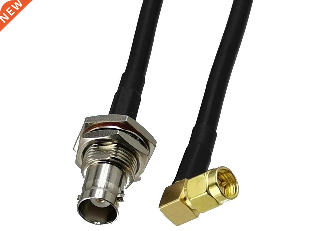 1pcs RG58 SMA Male Plug Right Angle to BNC Female Jack Bulkh
