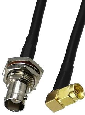 1pcs RG58 SMA Male Plug Right Angle to BNC Female Jack Bulkh