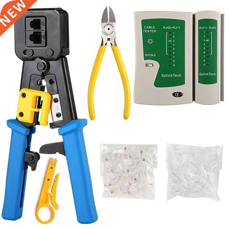 RJ45 Crimp Tool Kit Network Cable Tester Pass Through Cat6 C