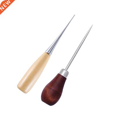 1/2Pcs Wooden Handle Sewing Awl DIY Carft Stitch Needle Cone