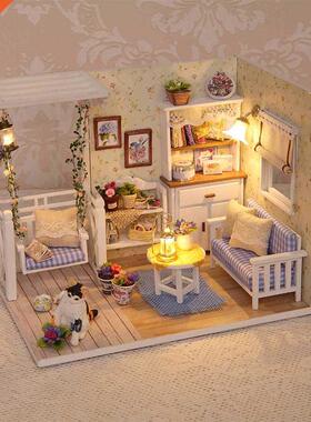 Cutebee DIY Dollhouse Kit With Furniture LED Lights Diy Mini