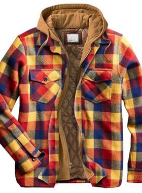 Winter/Autumn Men's Jacket Plaid Pattern Plus Size Autum