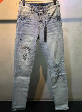 Autumn Graphic Jeans Mens Stch Jeans Skinny High Set Stacked