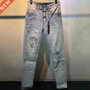 Autumn Graphic Jeans Mens Stch Jeans Skinny High Set Stacked