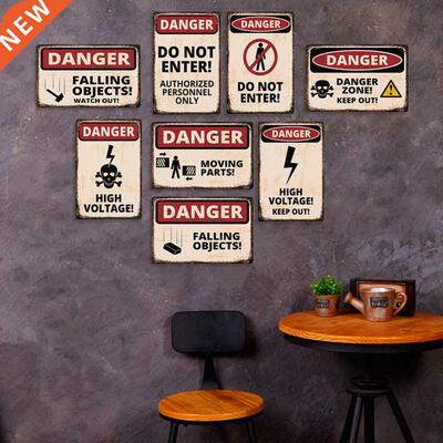 Tin Signs Wall Decor HIGH VOLTAGE Beware Warning Plaques IBO