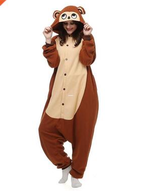 Polar Fleece Brown Monkey Costume Cartoon Anil Onesie Paja