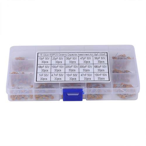 450pcs 15 Value 10pF-100nF Multi-layer Ceramic Capacitor Ass