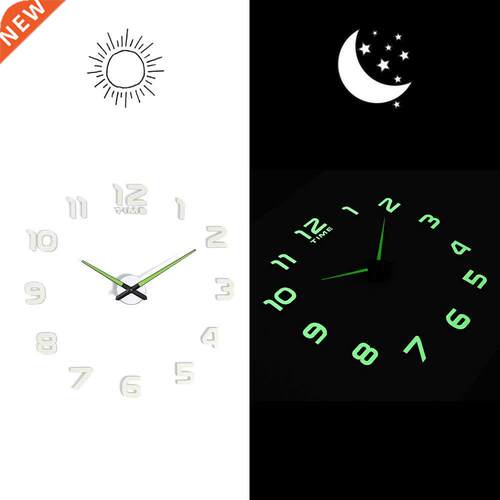 3D Luminous Wall Clock Mirror Wall Stickers Creative DIY Clo
