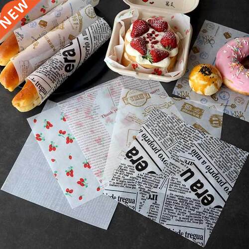 100 Pcs Oil-Proof Wax Paper For Food Wrapper Paper Bread San